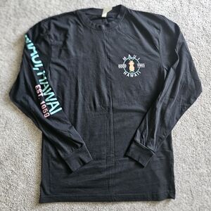 Black Long Sleeve Shirt with Hawaii Print